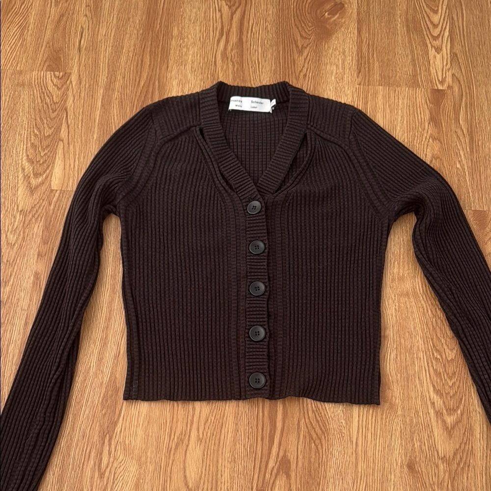 Proenza Schouler Dark Brown Ribbed Cardigan